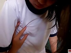 Teen Japanese Girl with Cute Tits and Pussy Gets Fingered and Toyed