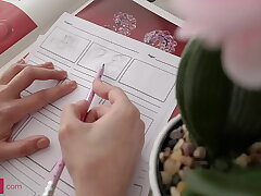 Ashly Rabbit Teased by Boyfriend's Bulge While Drawing
