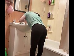 Japanese Babe Cleans Her Face Then Gets Naked